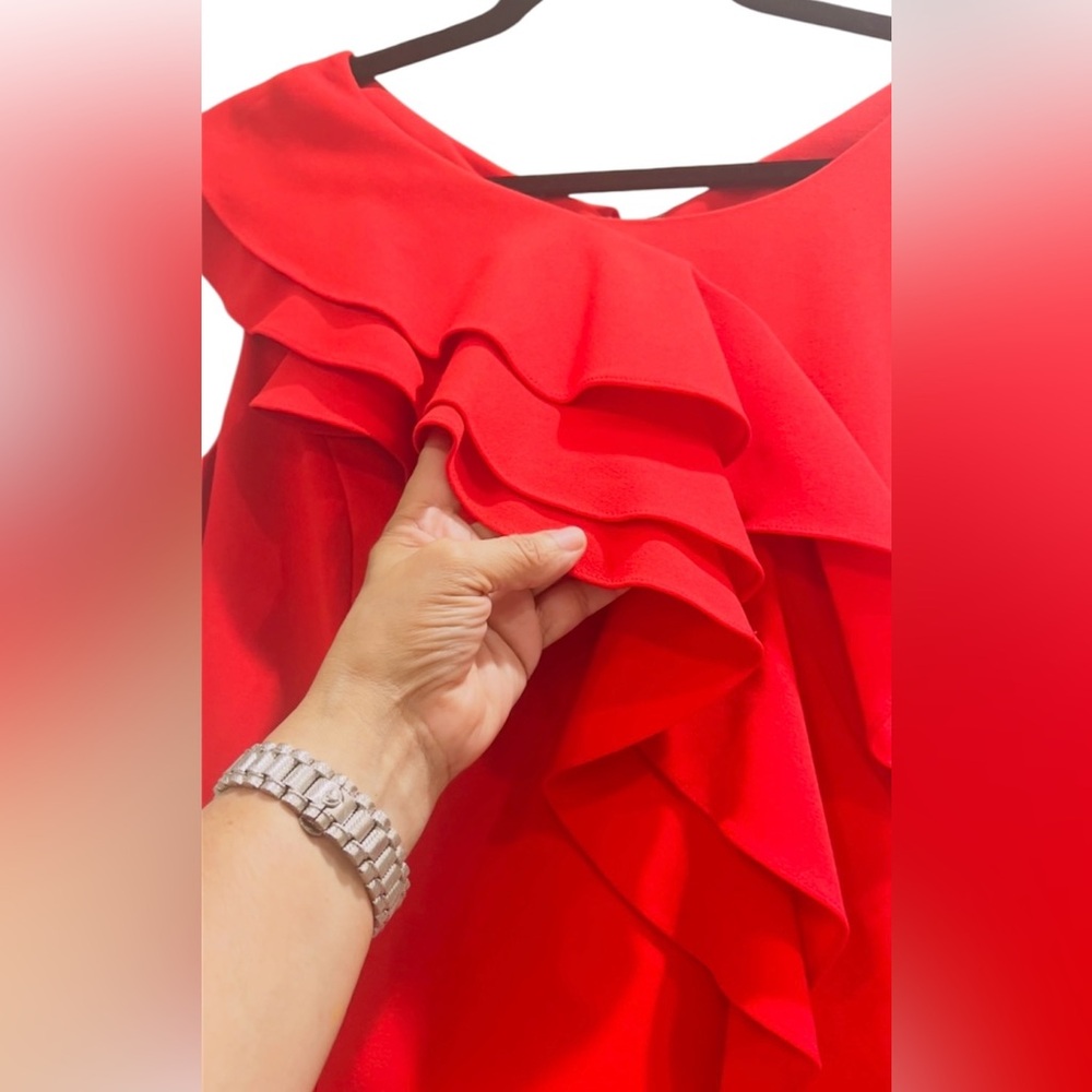 Calvin Klein Red Ruffles Dress - Size 14 - Picture 5 of 7